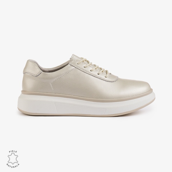Pantofi Casual Dama Piele Naturala CRL1002 Culoare: BEJ - Img 5