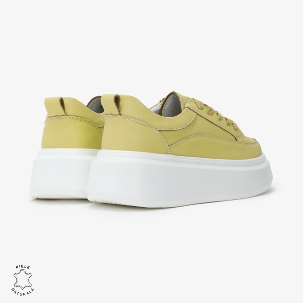 Pantofi Casual de dama din Piele Naturala CRL0566 MUSTAR - Img 4