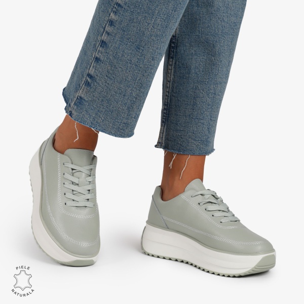 Pantofi Casual de dama din Piele Naturala cu talpa Inalta CRL1201 BARILLA - Img 2