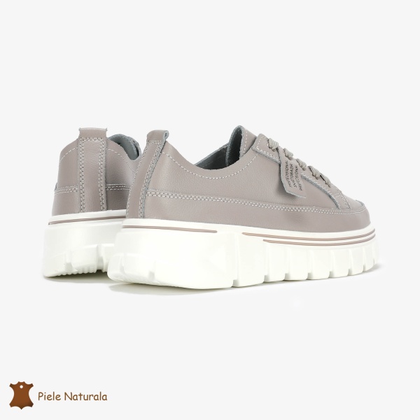 Pantofi Casual de dama din Piele naturala Interior confortabil CRL0488 GRI - Img 3