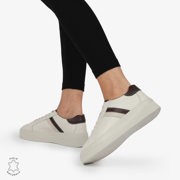 Pantofi CASUAL PIELE NATURALA cu linii decorative CRL1270 Bej - Img 4