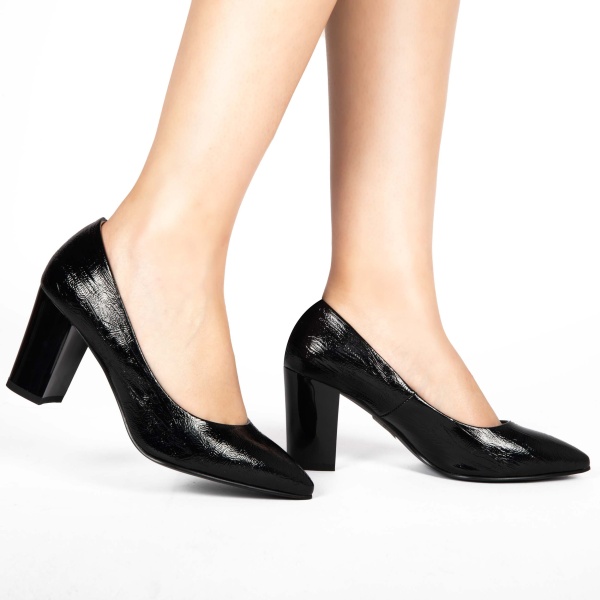 Pantofi Eleganți dama din Piele Ecologică CRL0133 NEGRU - Img 4
