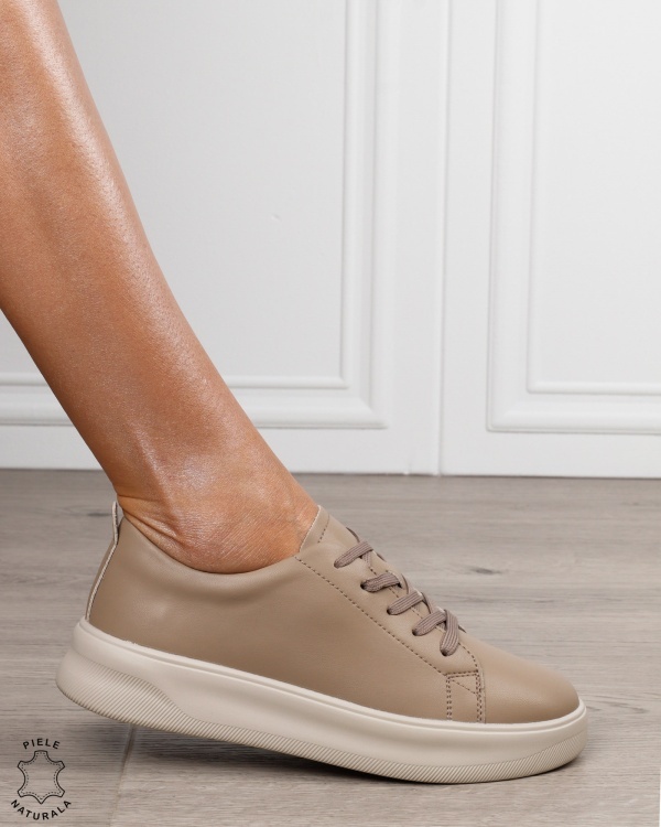 Pantofi sport damă din piele naturală cu design clasic CRL1866 KHAKI - Img 2
