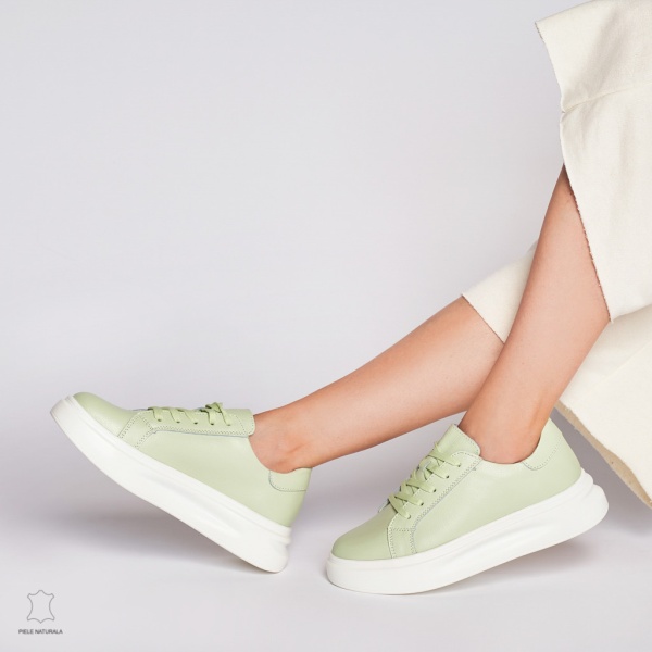 Pantofii casual de dama din piele naturală cu șiret comozi și versatili CRL1447 - Img 2