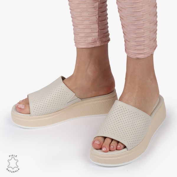 PAPUCI DAMA DIN PIELE NATURALA CRL1425 BEJ - Img 3