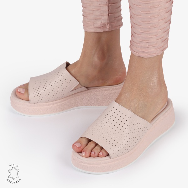PAPUCI DAMA DIN PIELE NATURALA CRL1425 ROZ - Img 2