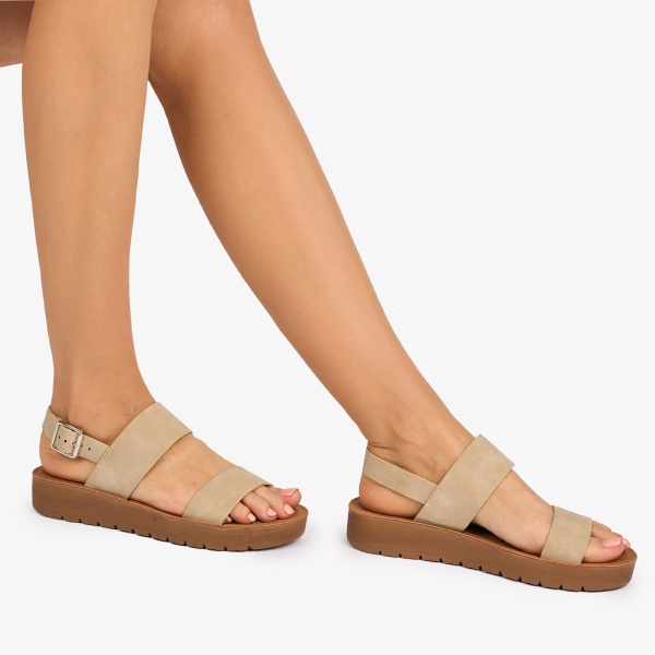 SANDALE dama din Piele ECOLOGICA CU BRETELE CRL1093 CULOARE: BEJ - Img 2