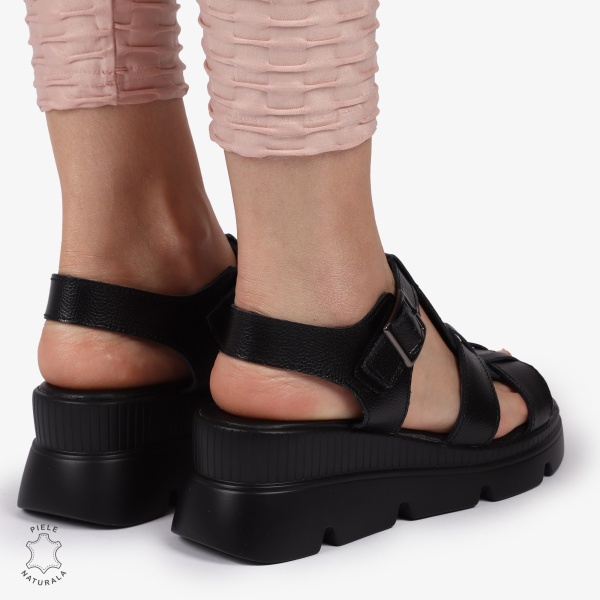 SAndale DAMA DIN PIELE NATURALA CU BARETE CRL1421 NEGRU - Img 4