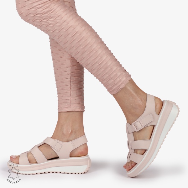 SAndale DAMA DIN PIELE NATURALA CU BARETE CRL1424 ROZ - Img 2