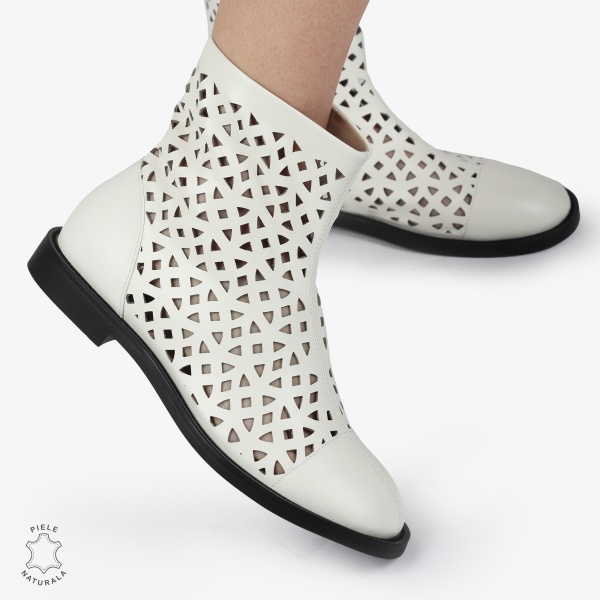 SANDALE dama din Piele Naturala ELEGANTE CU DESIGN UNIC CRL1369 ALB - Img 3