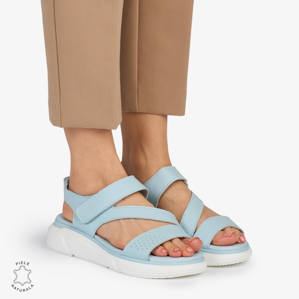 SANDALE Dama Piele Naturala CU BARETE CRL1048 Culoare: ALBASTRU - Img 3