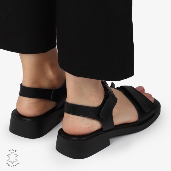 SANDALE Dama Piele Naturala CU INCHIDERE VELCRO CONFORTABILE CRL1373 NEGRU - Img 4
