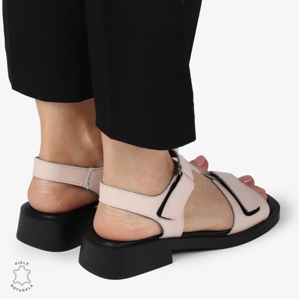 SANDALE Dama Piele Naturala CU INCHIDERE VELCRO CONFORTABILE CRL1373 ROZ - Img 4