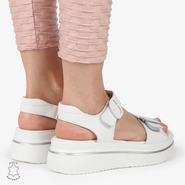 SAndale DAMA SPORT DIN PIELE NATURALA CU INCHIDERE CATARAMA CRL1412 ALB - Img 3