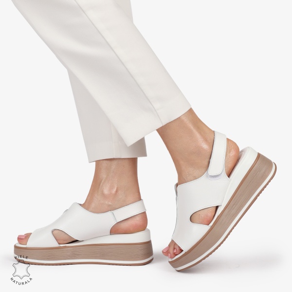 Sandale DAMA SPORT DIN PIELE NATURALA CU INCHIDERE SCAI CRL1410 ALB - Img 2