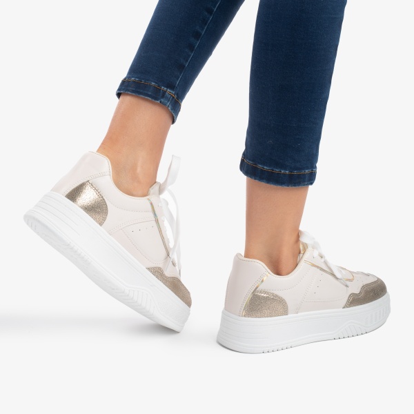 SNEAKERS DAMA din PIELE ECOLOGICA CRL0892 CULOARE:BEJ - Img 3