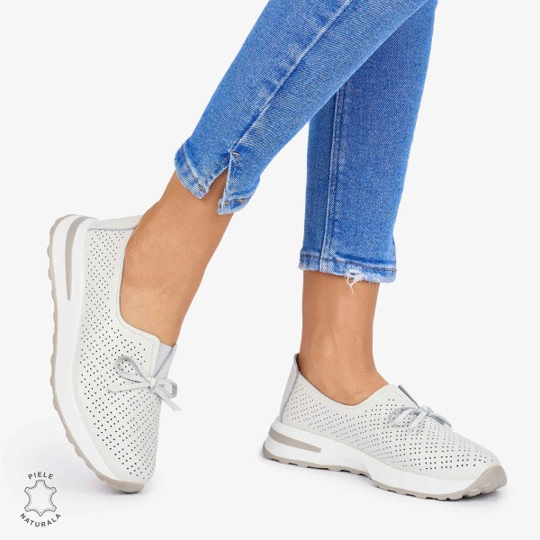 BALERINI dama din Piele Naturala CRL1060 CULOARE: ALB - Img 2