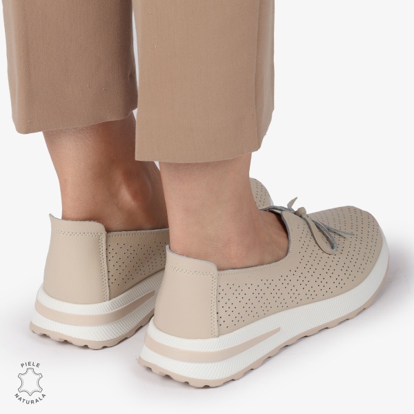 BALERINI dama din Piele Naturala CRL1060 CULOARE: BEJ - Img 4
