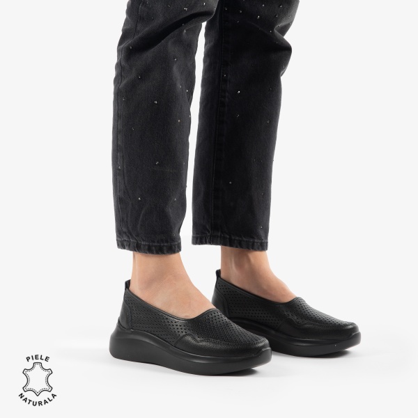 Balerini Dama Piele naturală CRL0103 NEGRU - Img 2