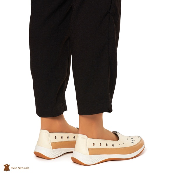Balerini Dama Piele Naturala Slip-on CRL0074 BEJ - Img 4