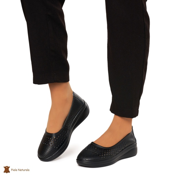 Balerini Dama Piele Naturala Slip-on CRL0076 NEGRU - Img 2