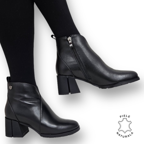 Botine DAMA din PIELE Naturala CRL0936 CULOARE: Negru - Img 3