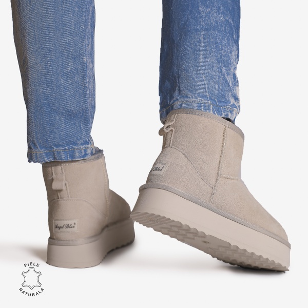 CIZME TIP UG DAMA din PIELE NATURALA INTOARSA CRL0893 CULOARE:GRI - Img 3