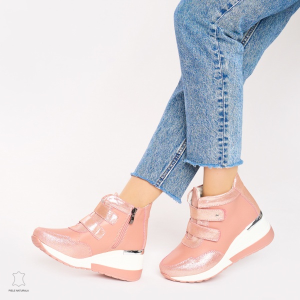 Ghete dama din Piele Naturala CRL0599 Roz - Img 2