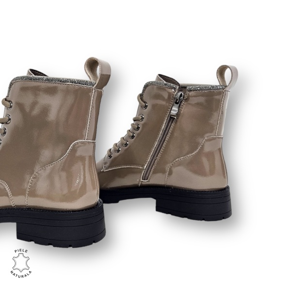 GHETE DAMA din PIELE NATURALA LUCIOASA CRL0896 CULOARE:khaki - Img 4