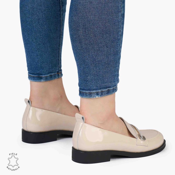Mocasini dama din Piele Naturala LACUITA CRL0985 BEJ - Img 3
