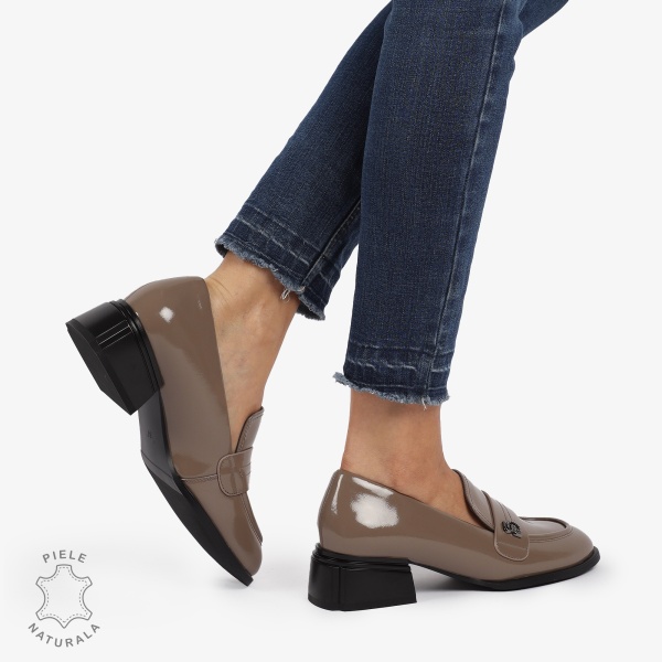 Mocasini Piele naturala Lacuita CU CATARAMA LATERALA CRL1223 KHAKI - Img 4