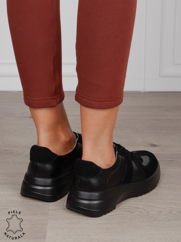 Pantofi Casual damă din piele naturală confortabile CRL1573 NEGRU - Img 3