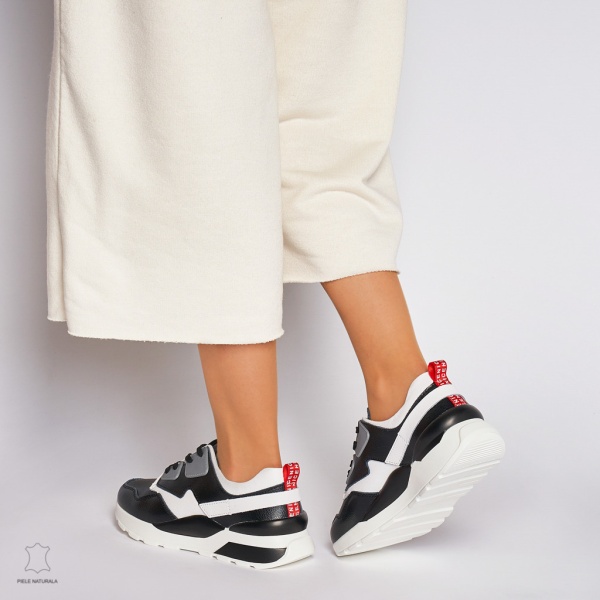 Pantofi Casual dama din Piele naturala CRL0035 Negru - Img 4