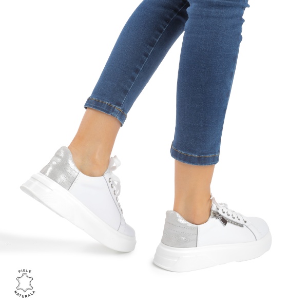 Pantofi Casual DAMA din PIELE Naturala CRL0940 CULOARE: ALB - Img 2