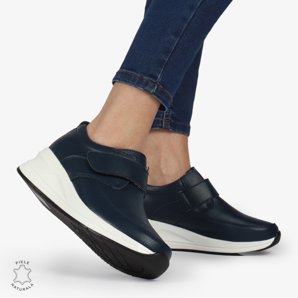 Pantofi Casual dama din Piele naturala CRL1332 NAVY - Img 2