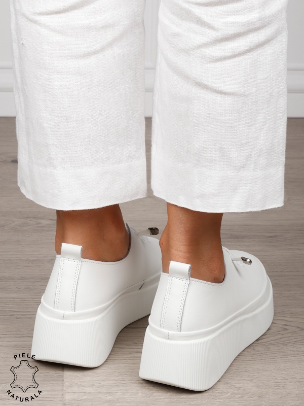 Pantofi Casual dama din Piele Naturala CRL1543 ALB - Img 4