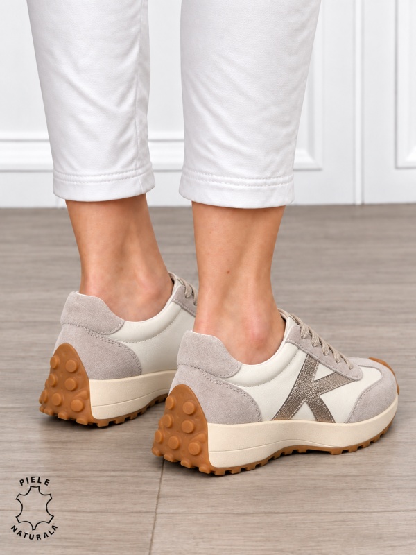 Pantofi Casual dama din Piele Naturala cu model special CRL1551 GRI - Img 3