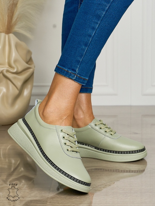 Pantofi CASUAL dama din piele naturala cu siret CONFORTABILE CRL1460 BARILLA - Img 2