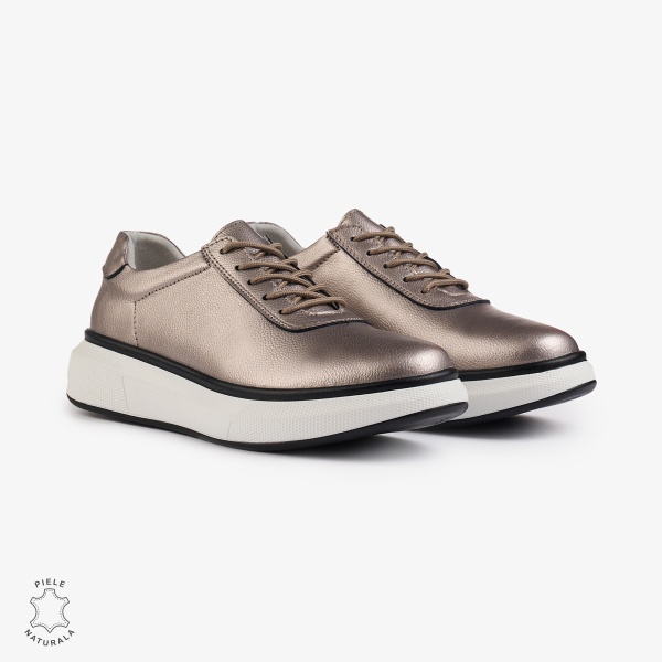 Pantofi Casual Dama Piele Naturala CRL1002 Culoare: PEWTER - Img 5