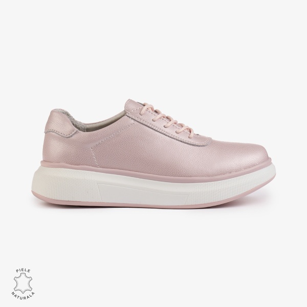 Pantofi Casual Dama Piele Naturala CRL1002 Culoare: ROZ - Img 3
