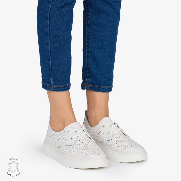 PANTOFI CASUAL Dama Piele Naturala CRL1052 Culoare: ALB - Img 2