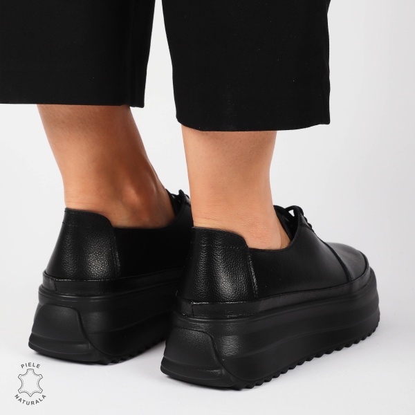 PANTOFI CASUAL Dama Piele Naturala CU SIRET CRL1439 NEGRU - Img 2