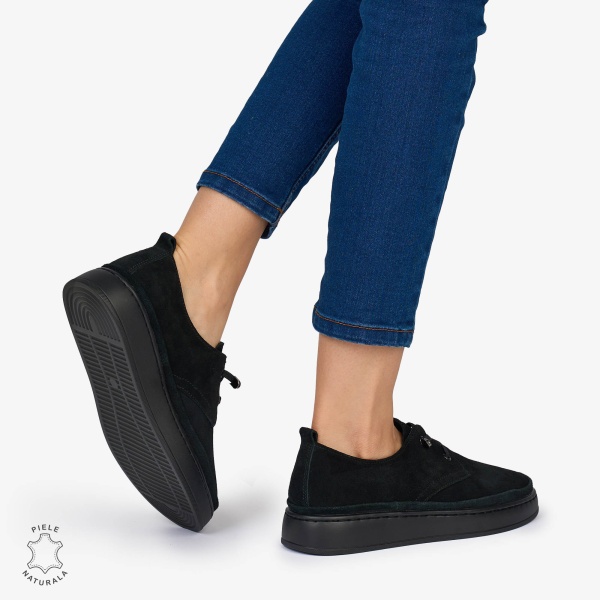 PANTOFI CASUAL Dama Piele Naturala INTOARSA CRL1053 Culoare: NEGRU - Img 3
