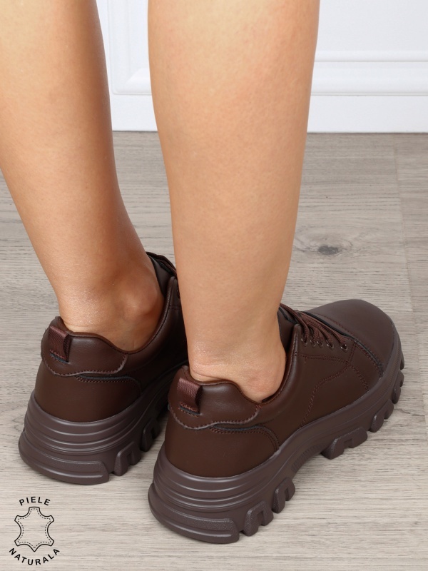 Pantofi casual dama Premium din piele naturală CRL1818 CAFENIU - Img 3