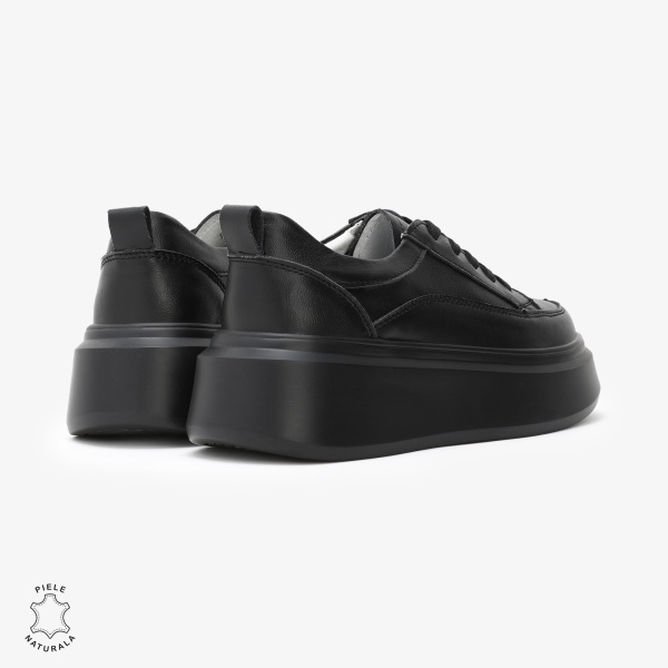 Pantofi Casual de dama din Piele Naturala CRL0566 NEGRU - Img 3