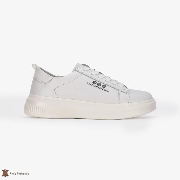 Pantofi Casual de dama din Piele naturala cu talpa groasa CRL0494 Alb - Img 2