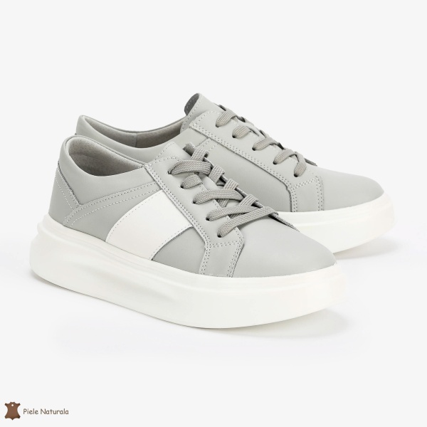 Pantofi Casual de dama din Piele naturala respirabili și ușori CRL0490 Gri - Img 2