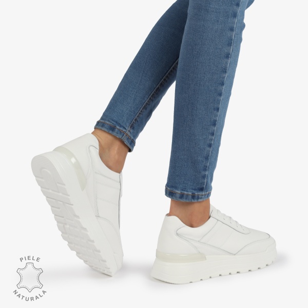 Pantofi Casual Piele Naturala CRL1221 ALB - Img 3