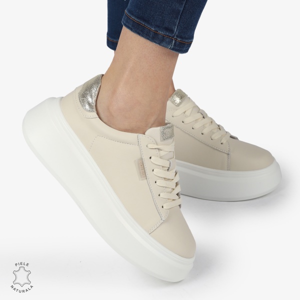 Pantofi DAMA CASUAL din piele naturală confort și stil CRL1378 BEJ - Img 4