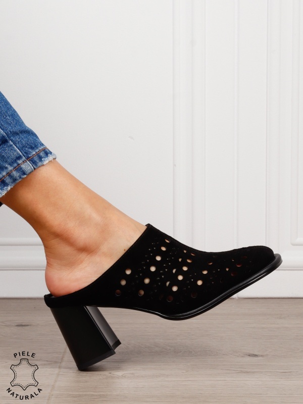 Pantofi dama eleganti din piele naturala Intoarsa Slip-on CRL1633 Negru - Img 4
